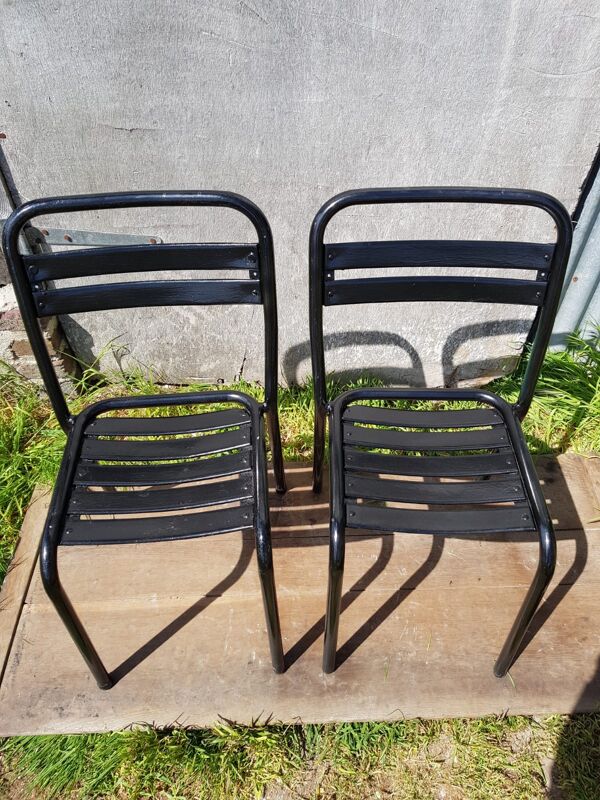 Lot 4 chaises Tolix T2 & table blanche vintage