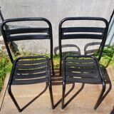 Set of 4 Tolix T2 chairs & vintage white table