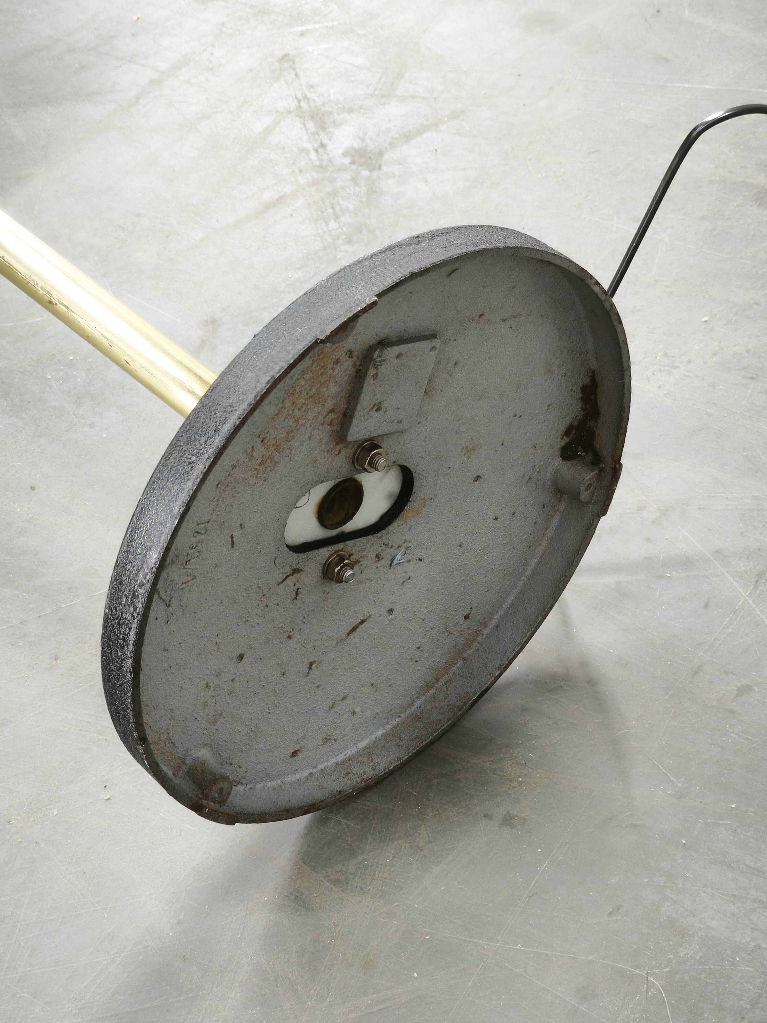 1960s Lidokov Space Age Brass and Opaline Glass Floor Lamp