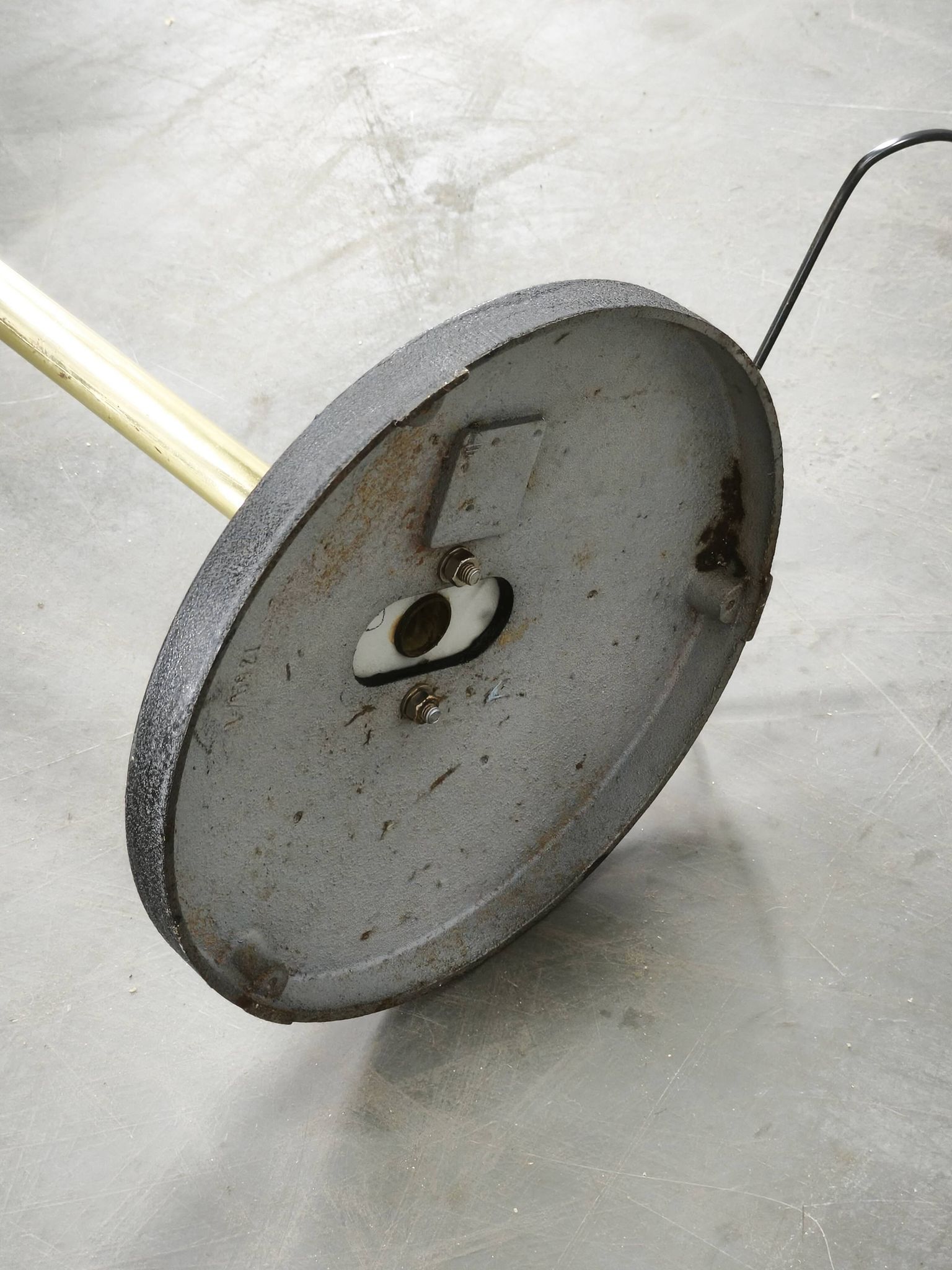 1960s Lidokov Space Age Brass and Opaline Glass Floor Lamp
