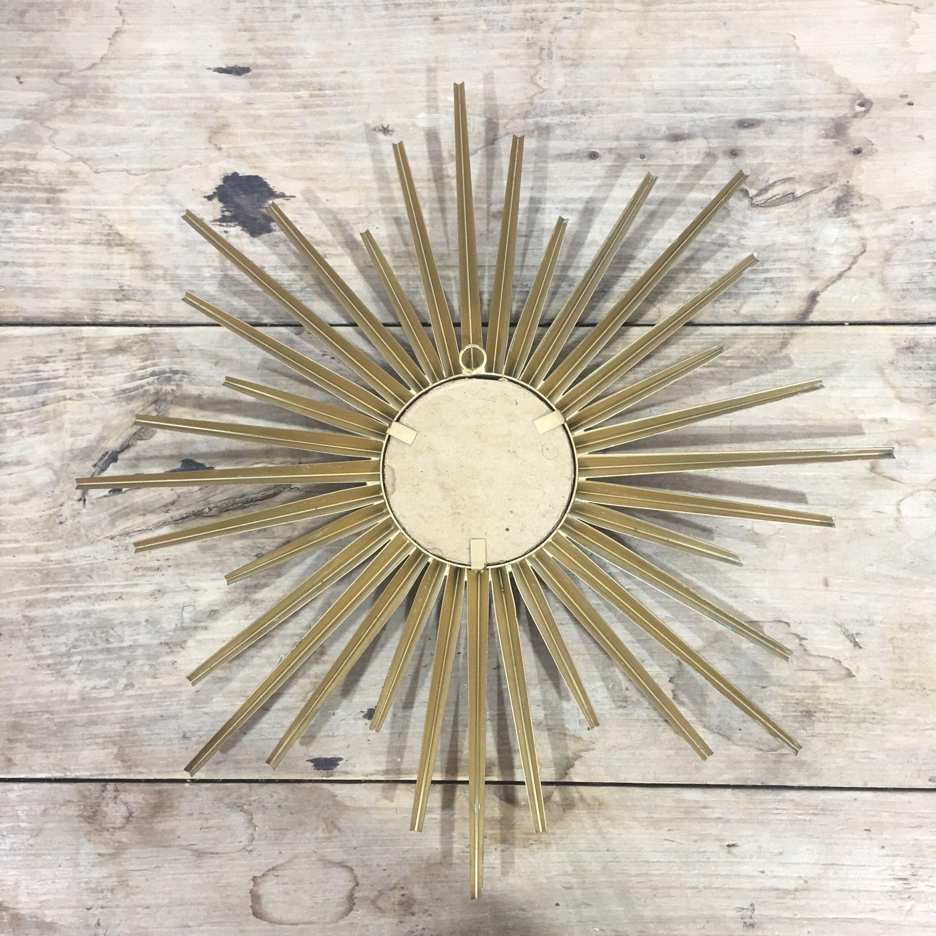 Curved mirror sun Chaty Vallauris gold metal diameter 40cm