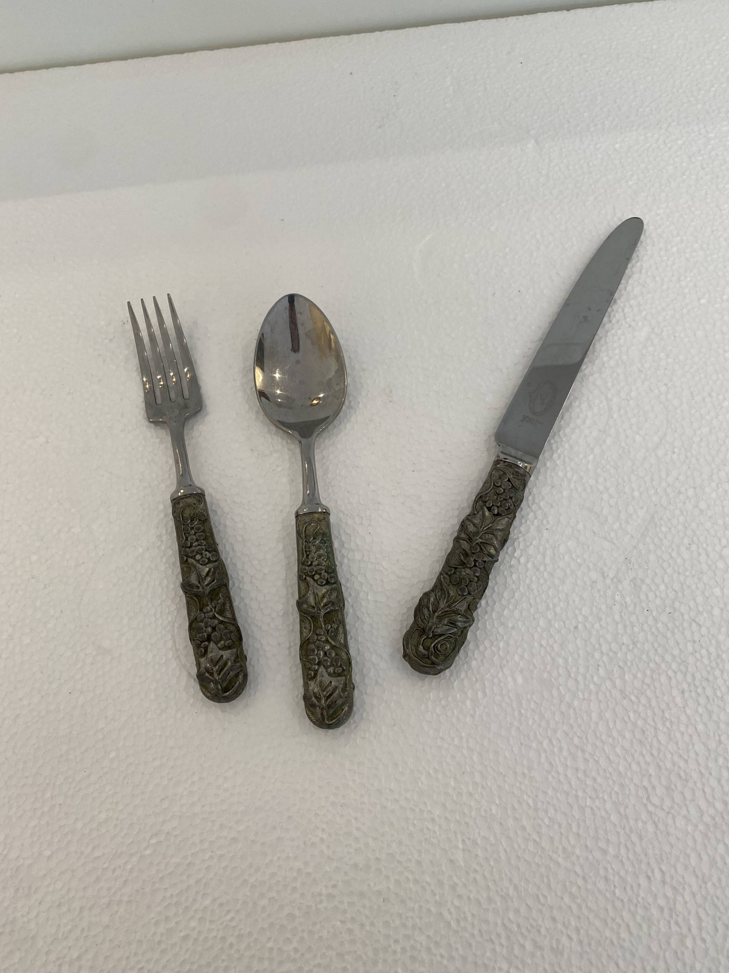 Stainless Steel Set of Knife Fork and Spoon Edwin Blyde & Co, 1950s