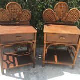 Paire de table de chevet en rotin