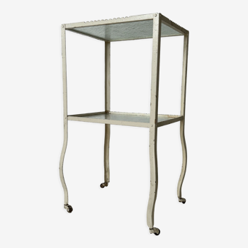 Industrial furniture serving or metal dentist's side table from the 1930s