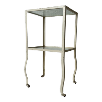 Industrial furniture serving or metal dentist's side table from the 1930s