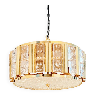 Scandinavian Mid-Century Glass & Brass Ceiling Light by C. Fagerlund, 1960s