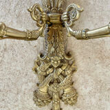 Pair of antique wall sconces in bronze - Louis XVI style / Saying