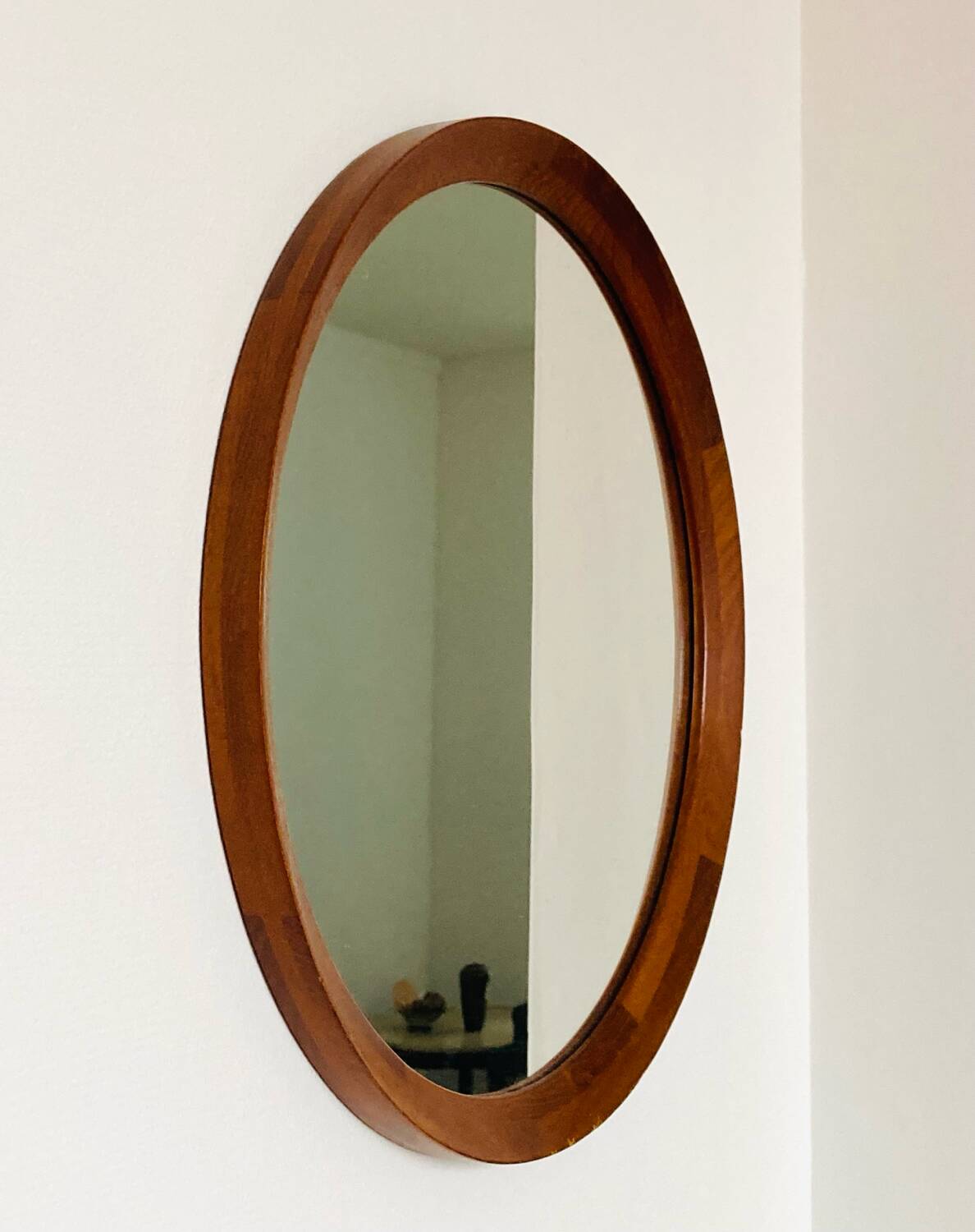 Danish Teak wood Round Mirror. 1960s