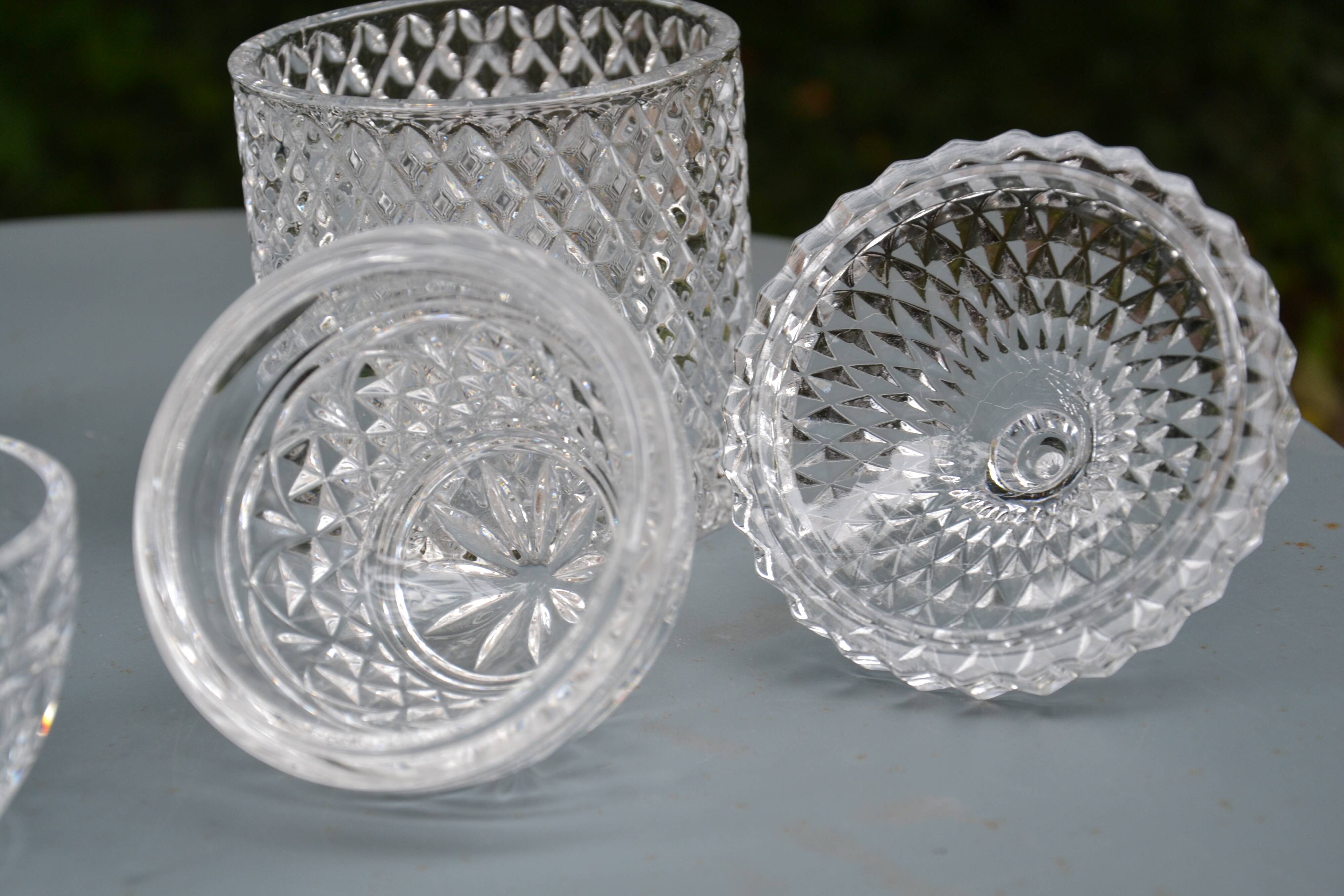 Set of glass candy jars/boxes