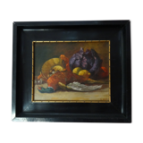 Table still life oil on Panel with its wooden frame