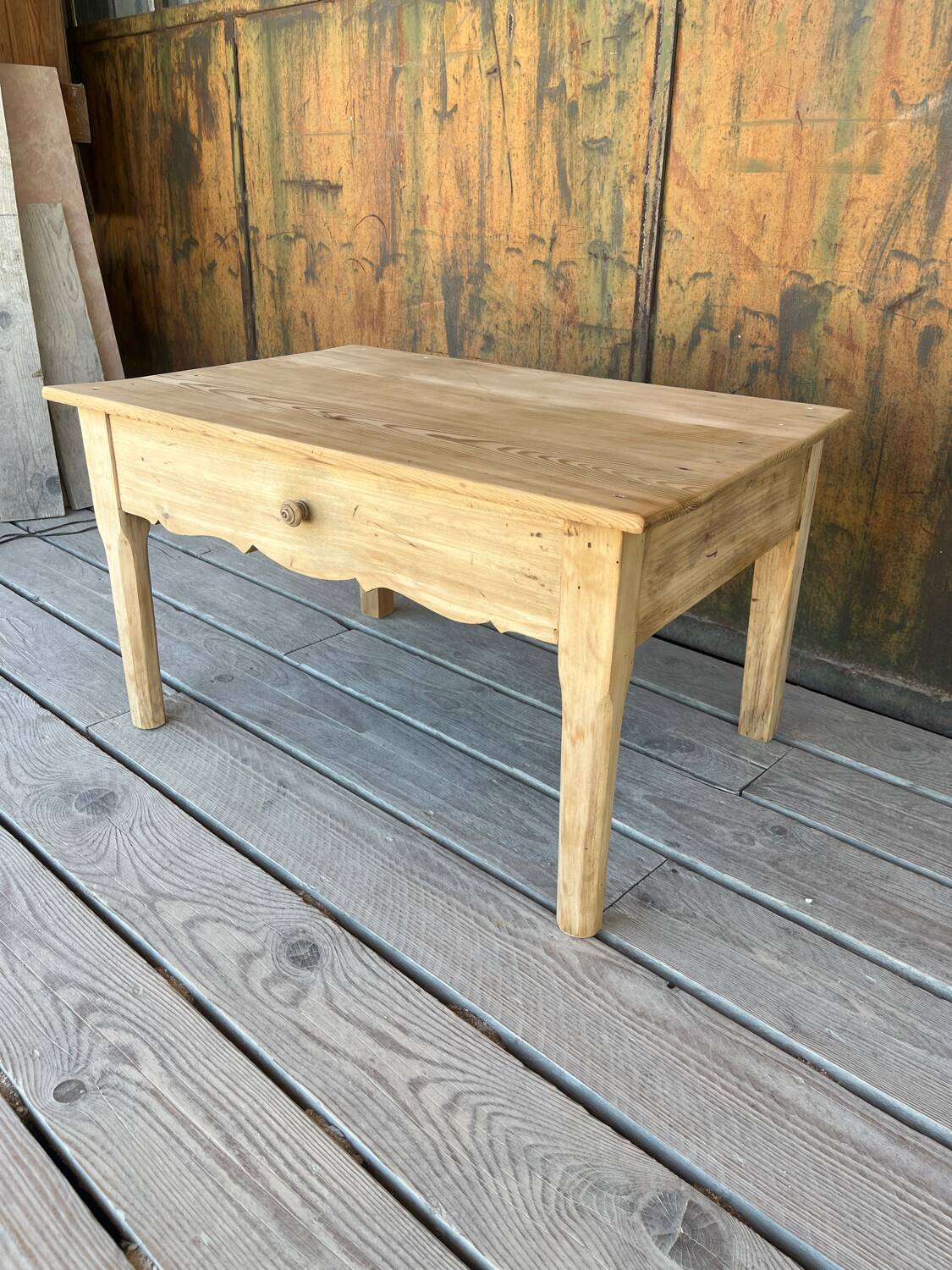Raw wood coffee table