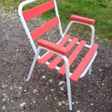 Garden furniture cast iron table and Tolix armchairs