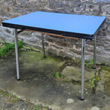 Blue formica set, a table and its 4 chairs, vintage, 60s