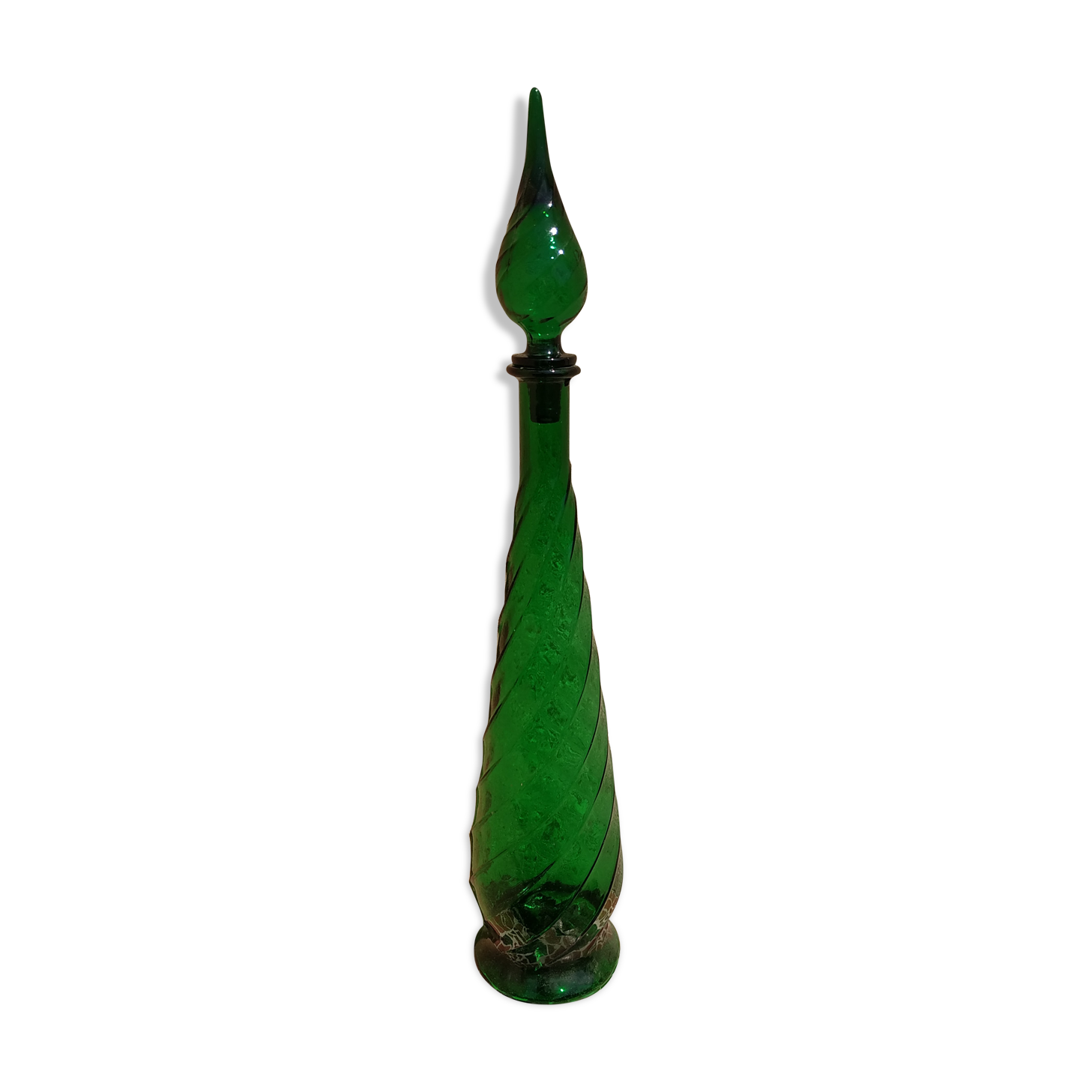 Large Italian bottle green empoli twisted