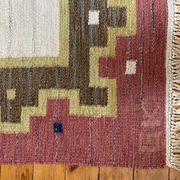 Scandinavian Modern Röllakan Pink and White Flatweave Rug, Sweden, 1960s