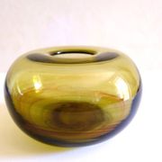 Blown glass ball vase by Claude Morin, Dieulefit France 1979