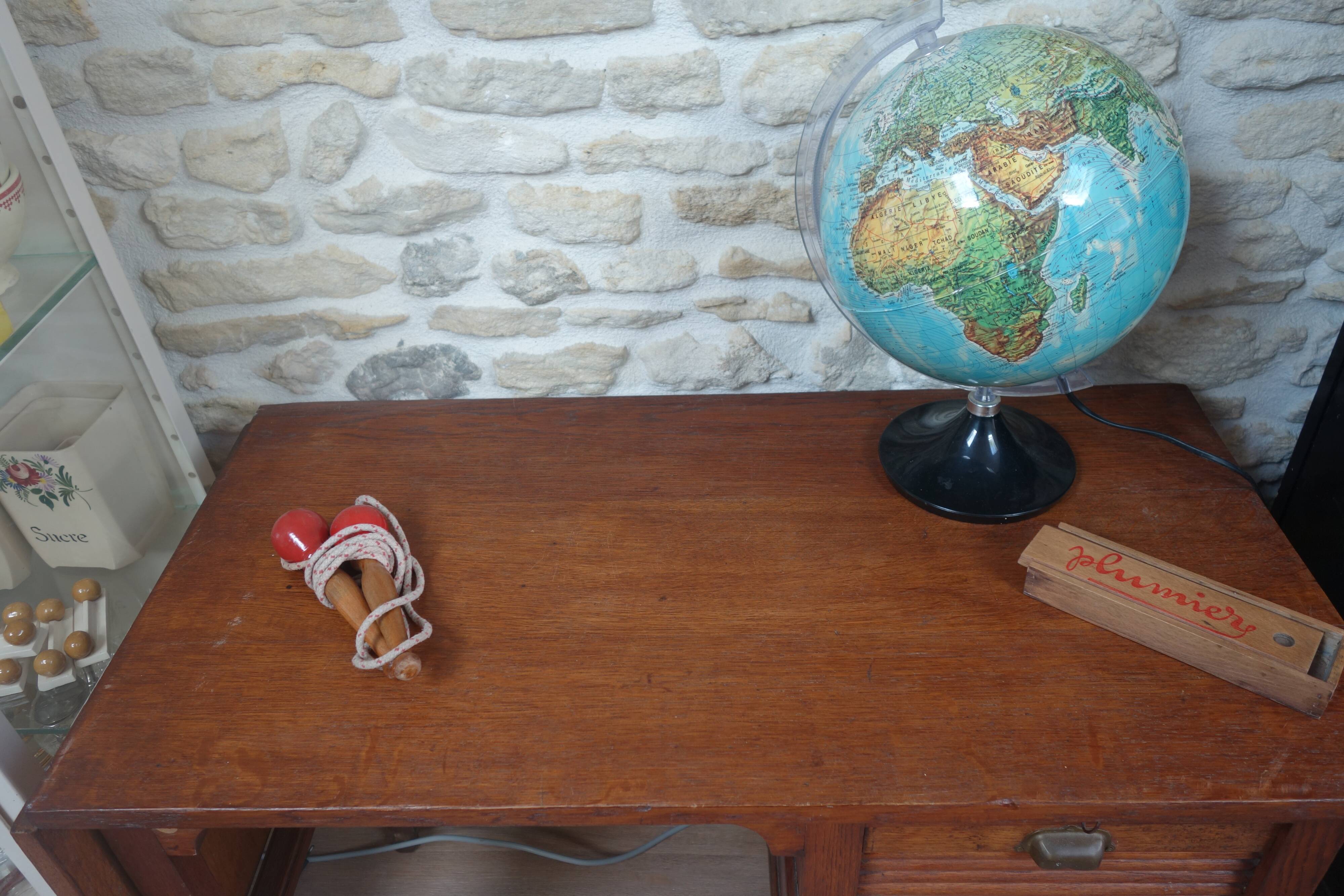 Bureau à rideau en bois avec tablette rabattable
