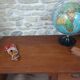 Bureau à rideau en bois avec tablette rabattable