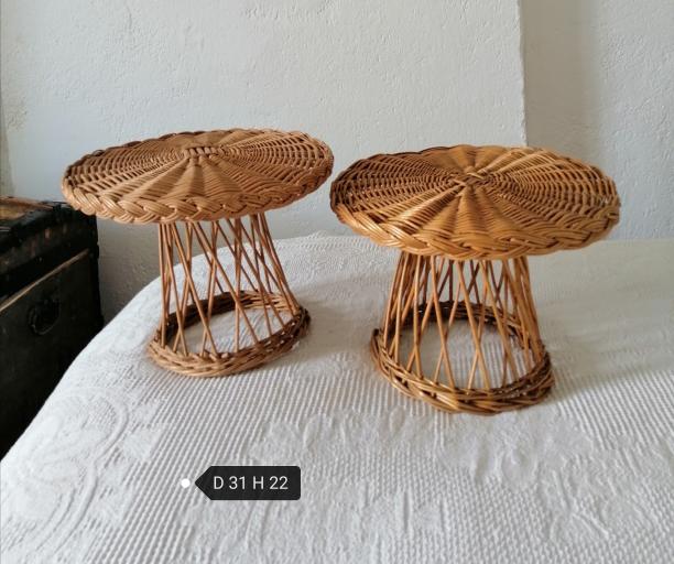 Duo of rattan coffee tables