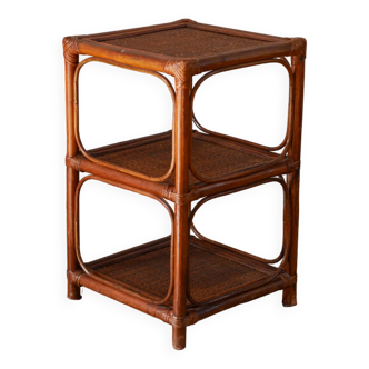 Brown rattan and canework side table, 1970