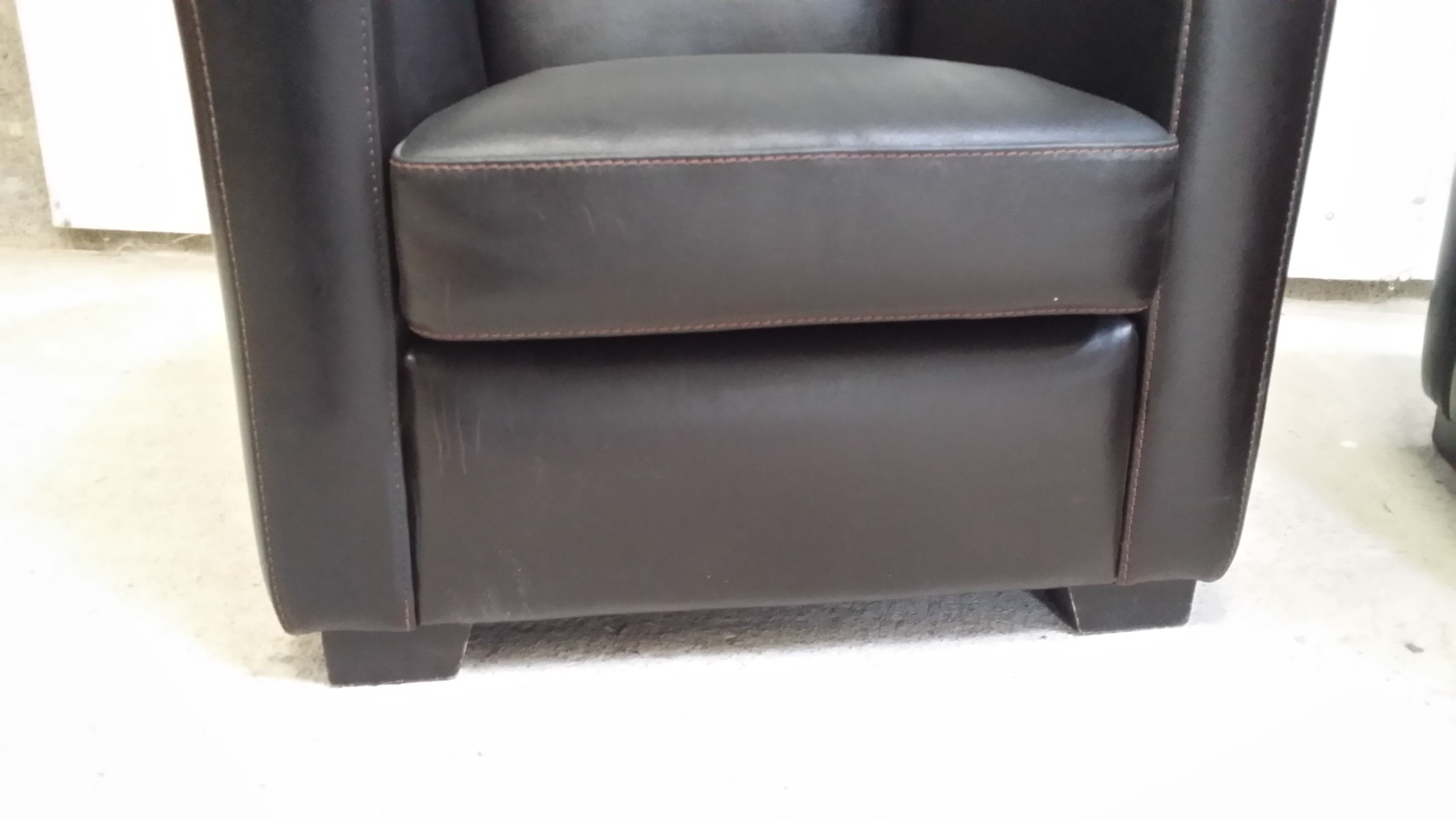 Pair of leather club armchairs