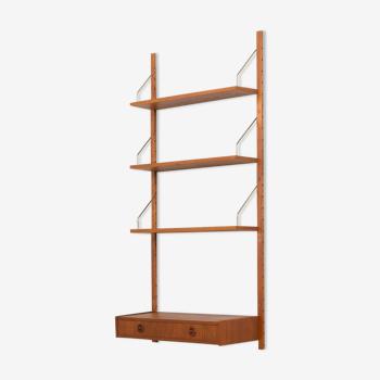 Danish entry teak wall unit with a console and 3 shelves