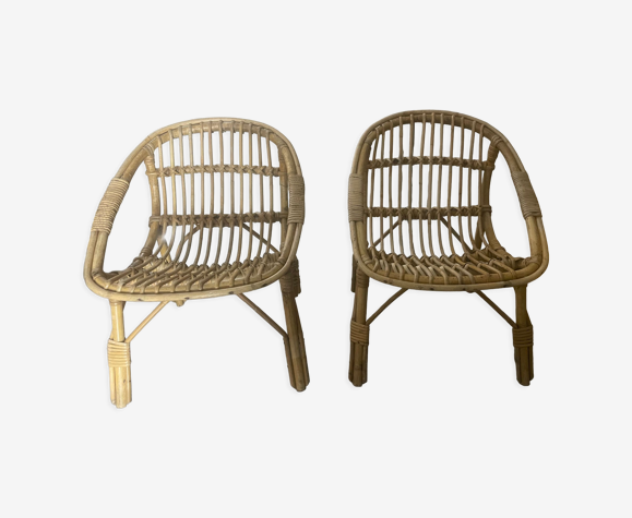 Paire de fauteuils en rotin enfant