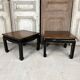 Pair of side tables in black and gold lacquer