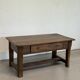 Old farmhouse table in solid oak, 1 drawer, France