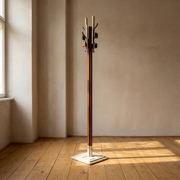 Porte-manteau en bois et acier inoxydable des années 1960 par Carlo De Carli pour FIARM.