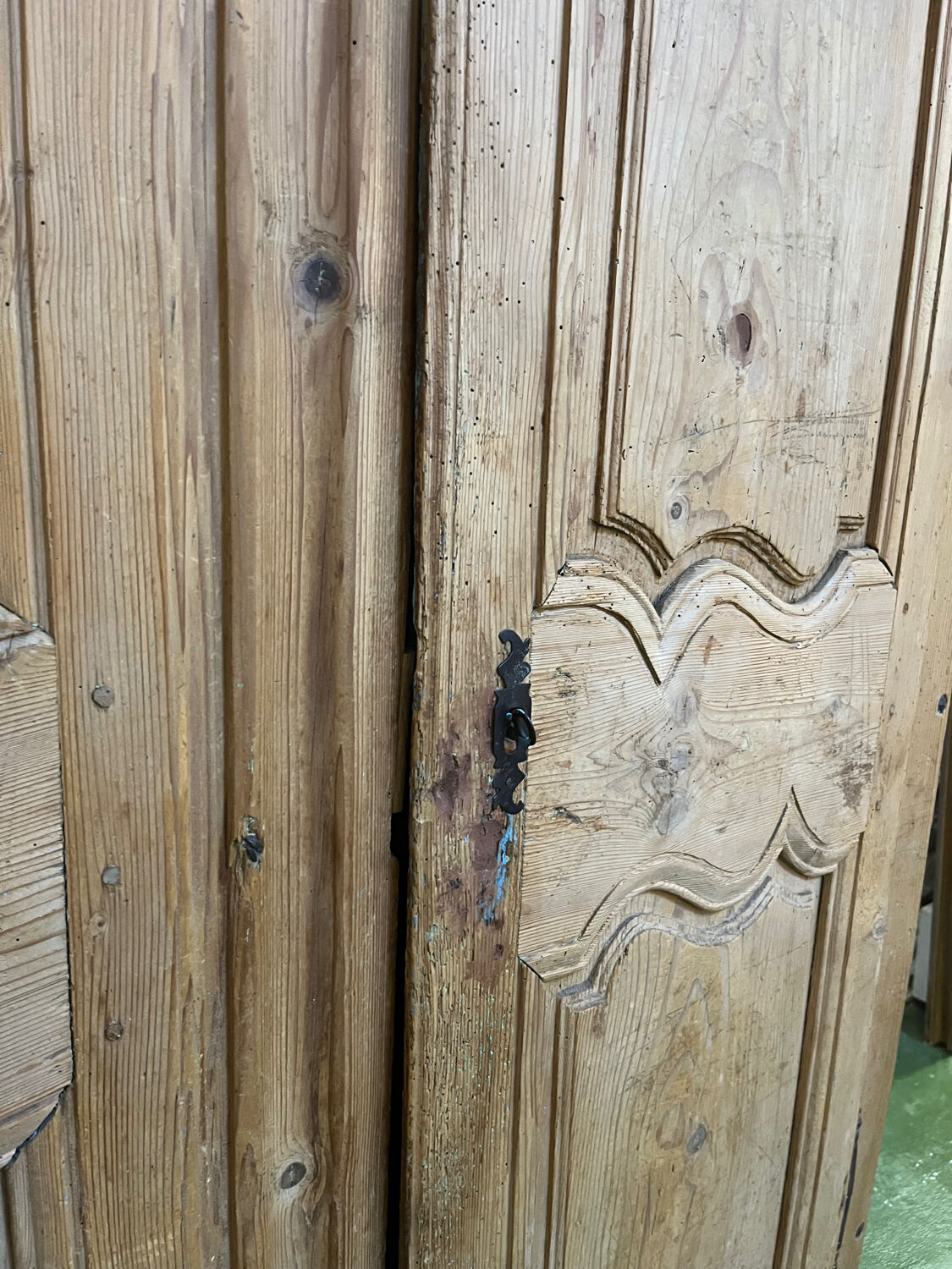 Eighteenth-century regional pine wardrobe.