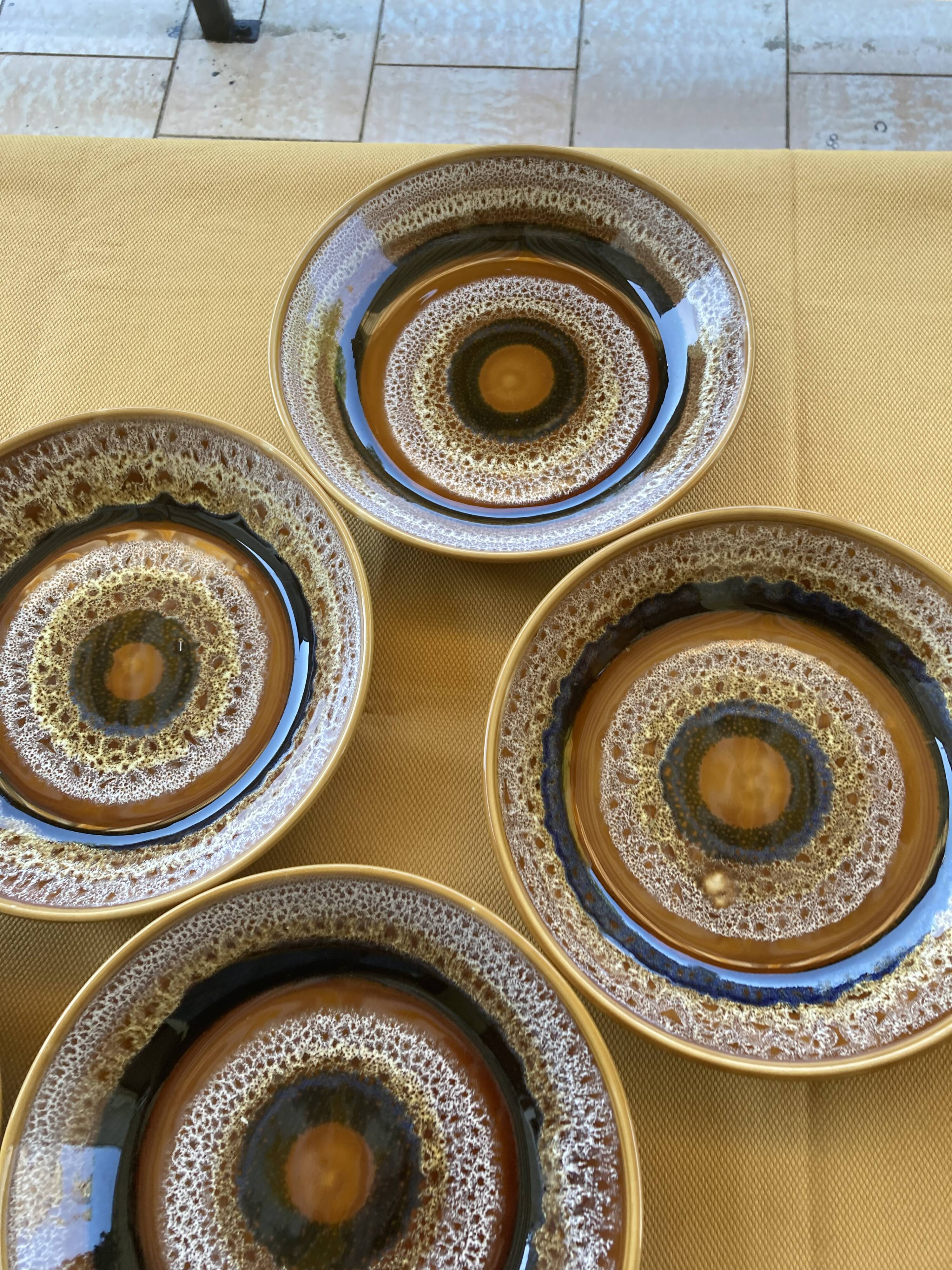 Assiettes creuses organiques et volcaniques Hawaï Sarrreguemines France