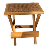 Wooden and cane bedside table