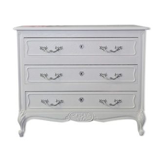 Commode en chêne à pieds galbés, 3 tiroirs