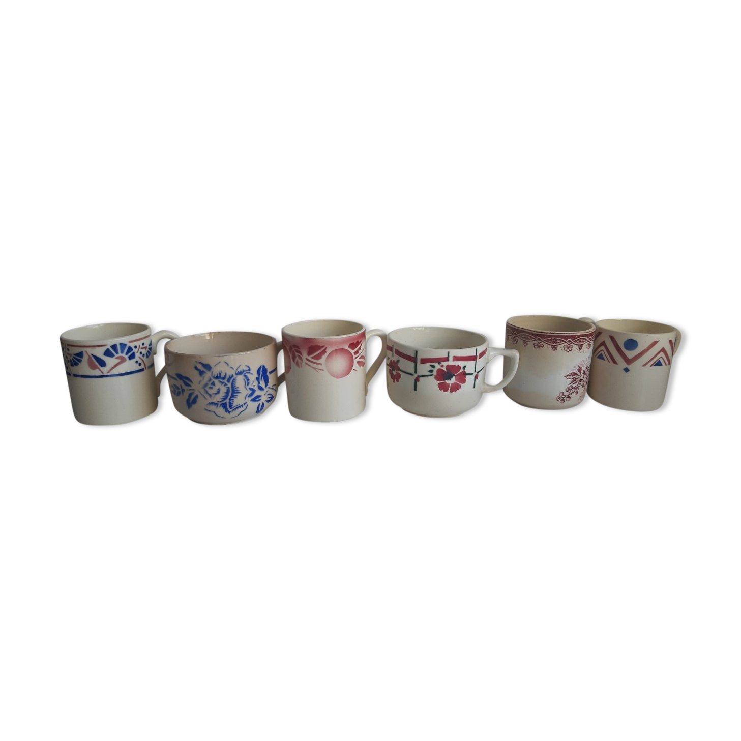 6 coffee cups Digoin Badonviller Sarreguemines