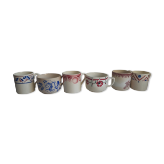 6 coffee cups Digoin Badonviller Sarreguemines