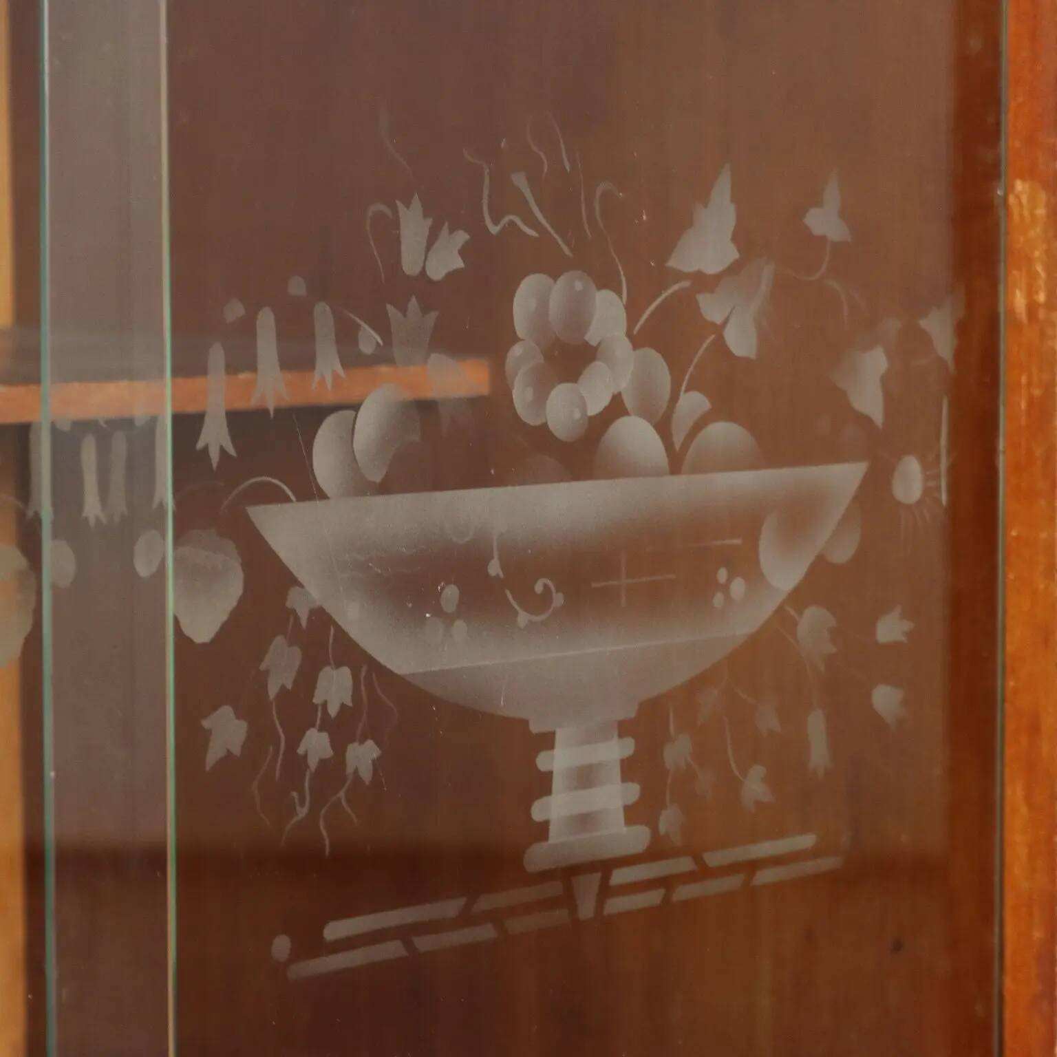 Vintage walnut veneer sideboard with mirror, Italy 1960s