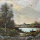 Table pendant of HST "Barbizon Landscape" signed (?) for restoration.