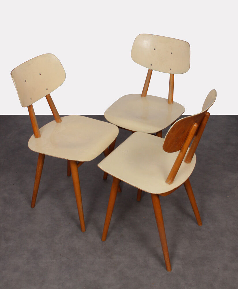 Suite of 3 vintage chairs for Ton, Czech design, 1960