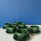 Lot de 6 tasses à café vintage en barbotine chou vert – faïence vintag