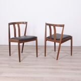 Pair of Vintage 60's Chairs in Teak Wood and Leather Danish Design