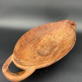 Carved cup in engraved wood – floral decoration and geometric handles