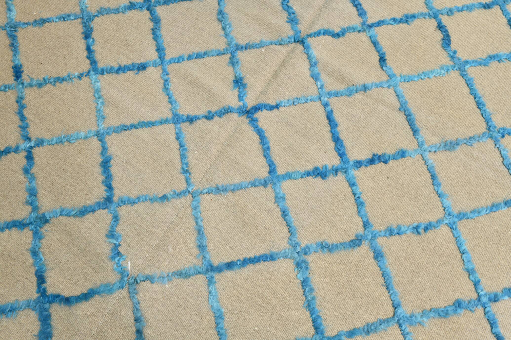 6x9 Beige & Blue Handmade Moroccan Rug, 185x282Cm SK 7339