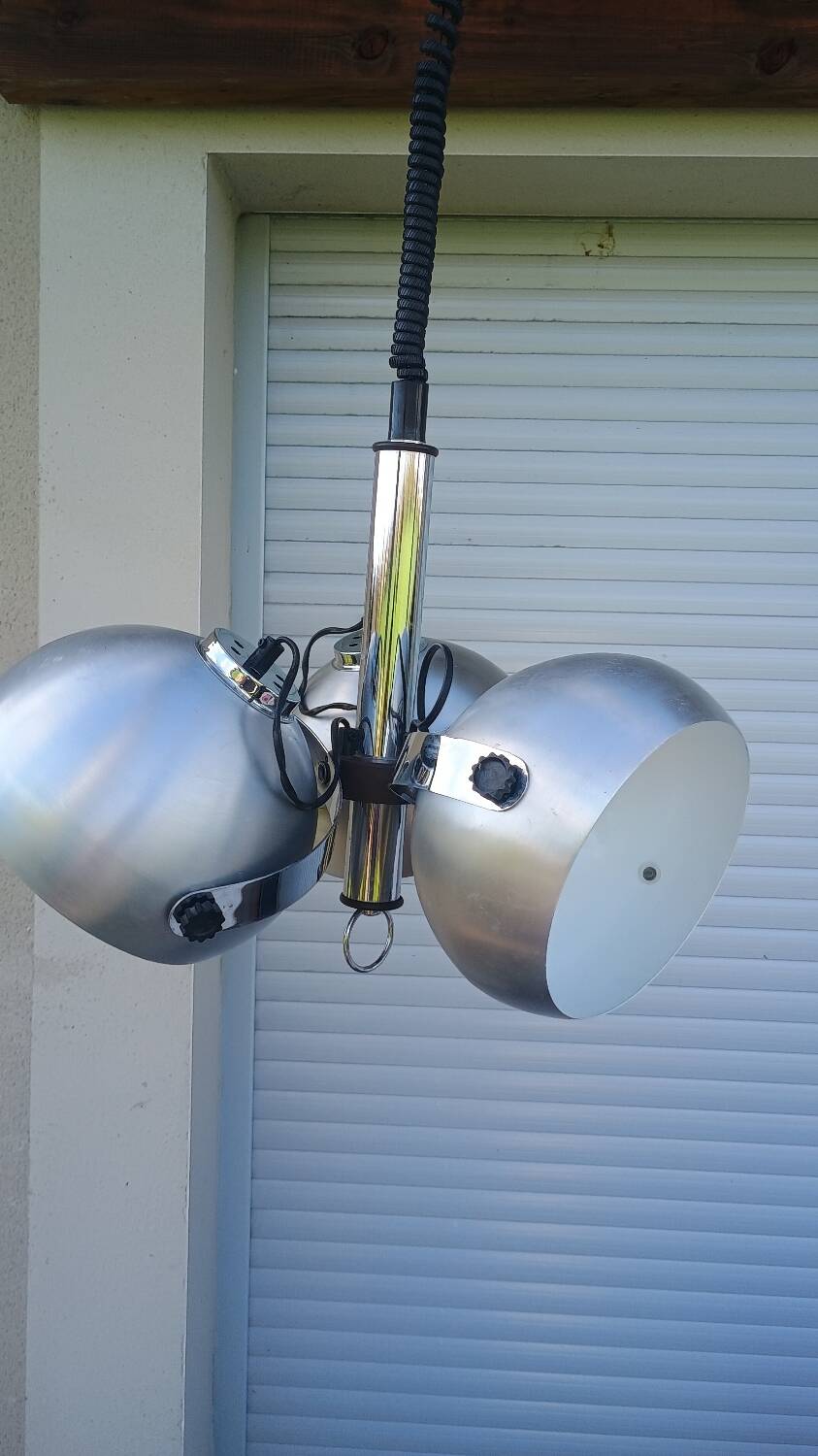 Suspension Lustre Space Age 1970 Eyeball Massive Art Belgium brushed aluminium