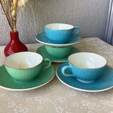 Tasses Digoin multicolores aspect tissage de panier