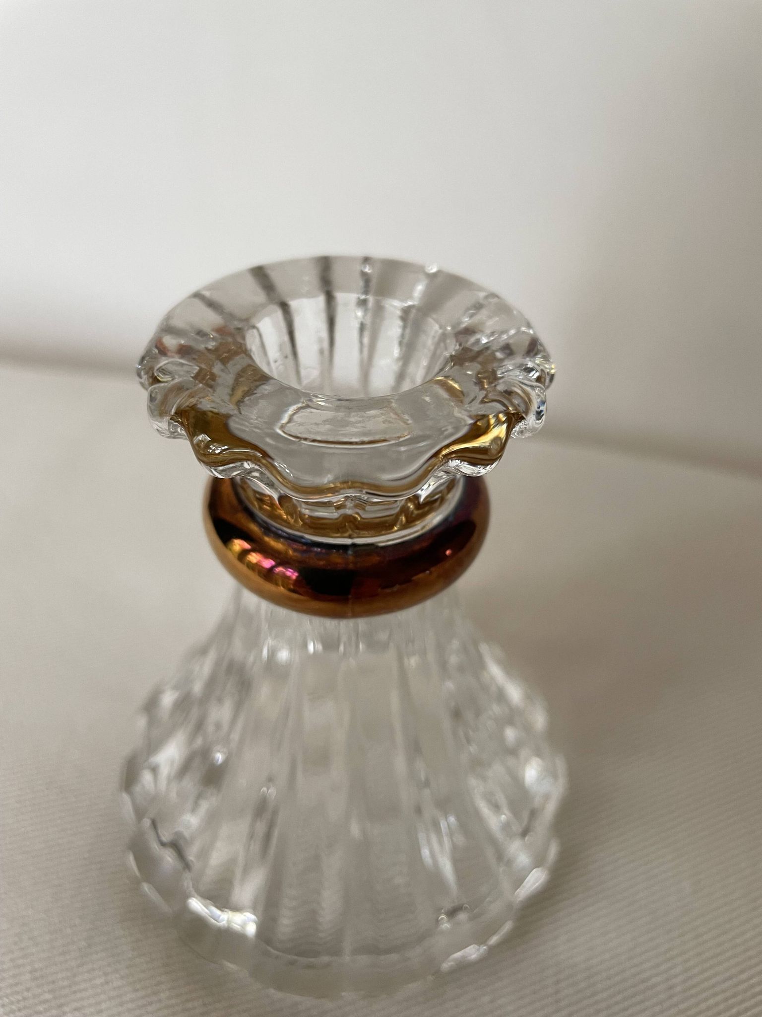 Crystal Lustre D'Arques, Candle Holder with Gold Edge