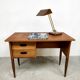 Vintage French brass and marble dessin desk lamp 1960