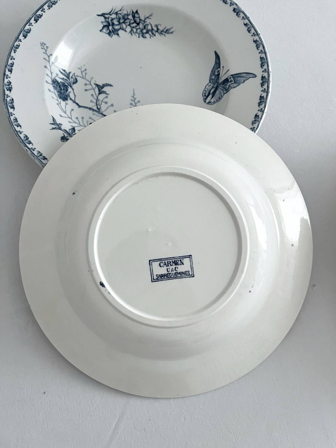 4 deep plates ironstone butterflies "Carmen" Sarreguemines