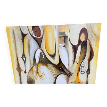 Tableau peinture huile sur toile animaux sans cadre 70x100cm