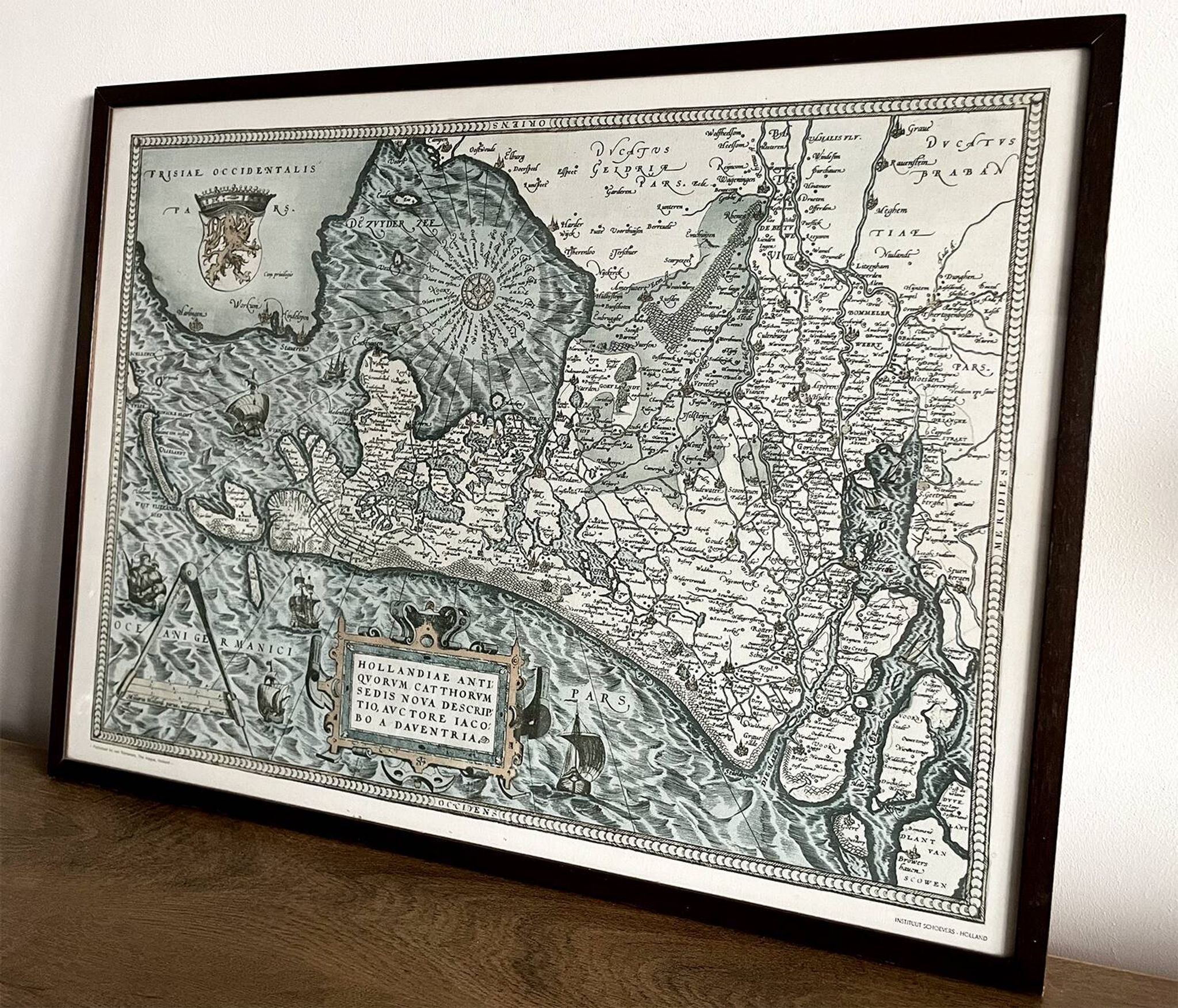 Framed Map of the Netherlands from the Theatrum Orbis Terrarum by Abraham Ortelius (1570)